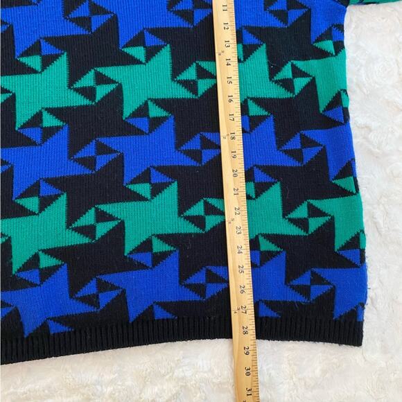 Vintage Alfred Dunner XL Chunky Collared Retro Blue Green Argyle Sweater - Picture 10 of 10